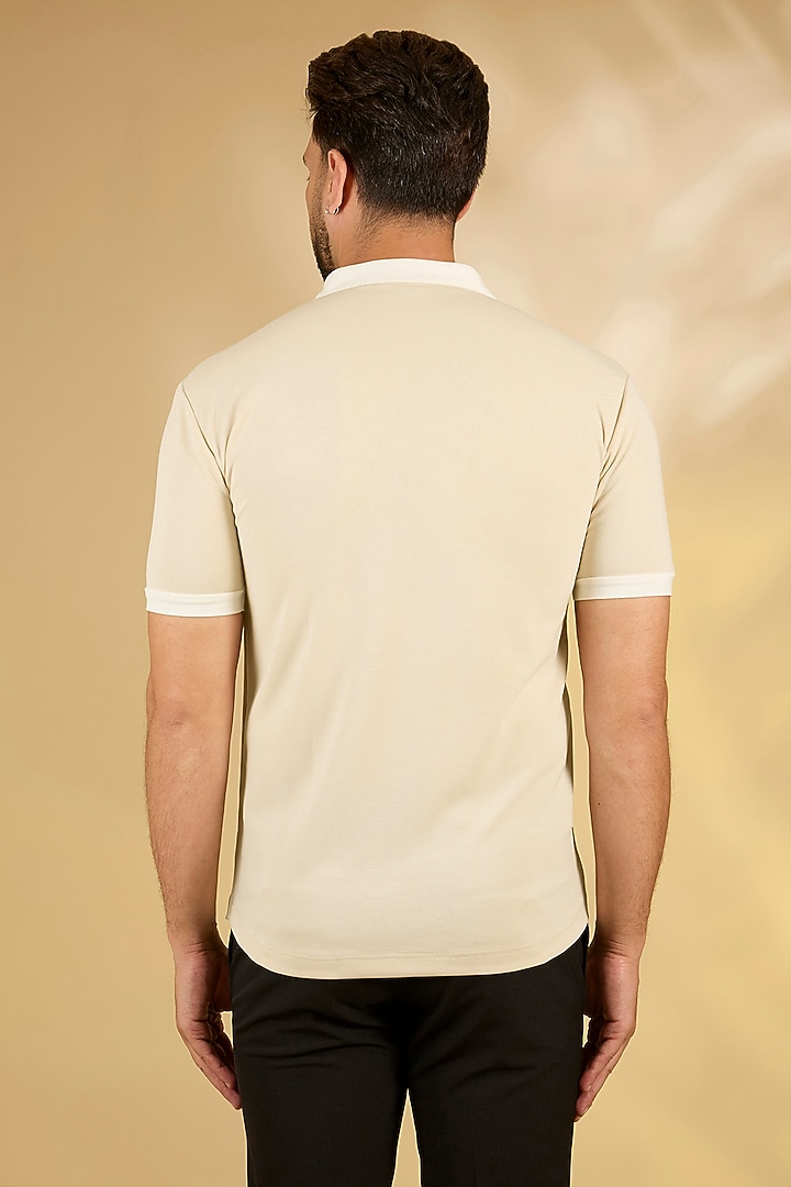 Light Beige Knit T-Shirt by AMIT ARORA at Pernia's Pop Up Shop