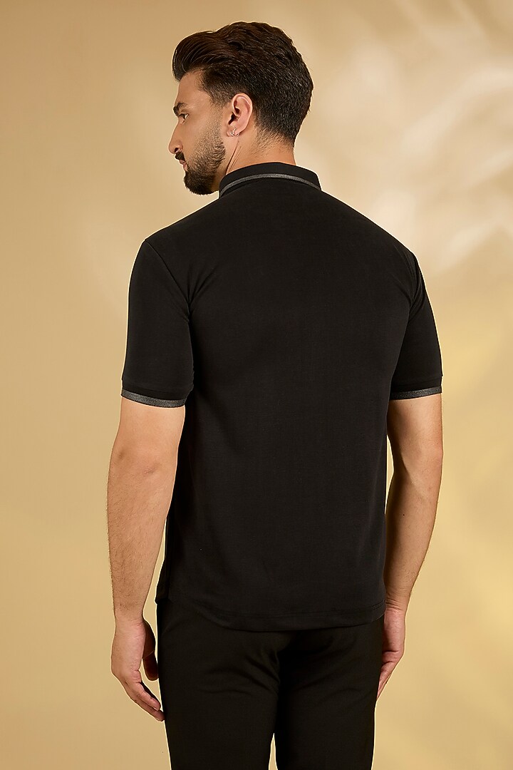 Black Knit T-Shirt by AMIT ARORA at Pernia's Pop Up Shop