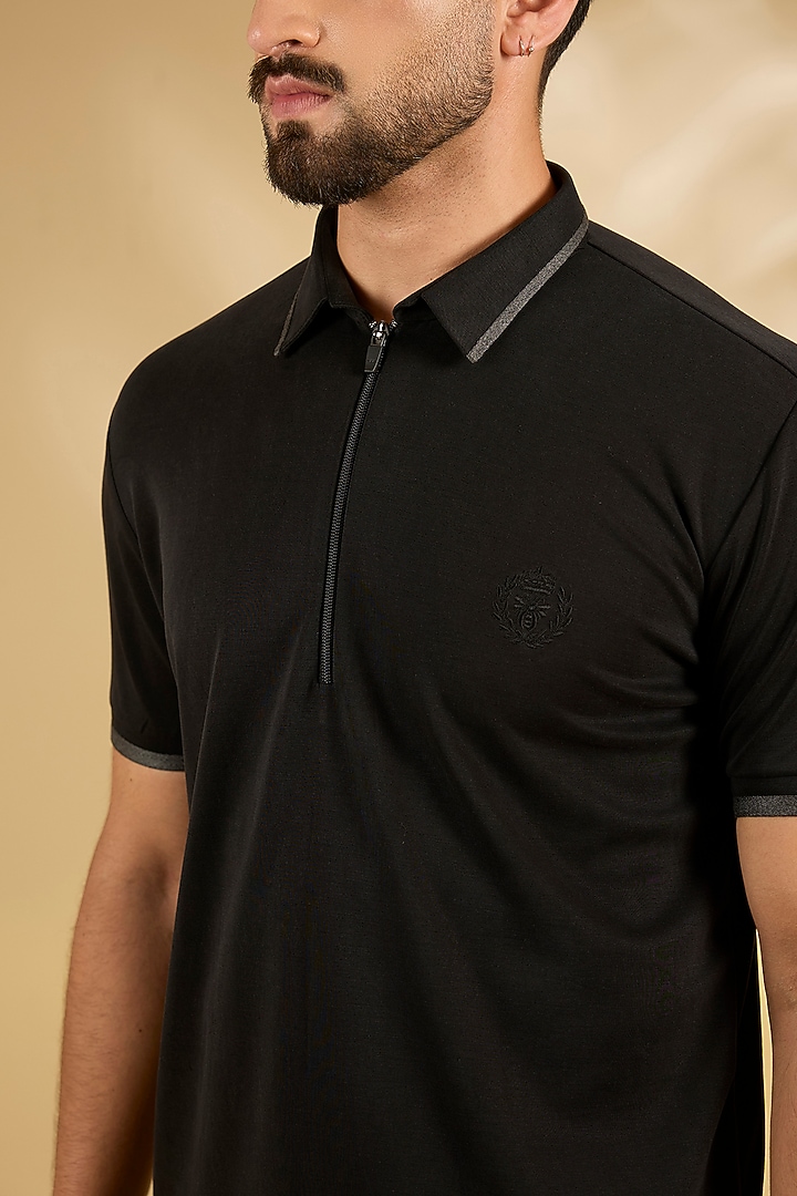 Black Knit T-Shirt by AMIT ARORA at Pernia's Pop Up Shop