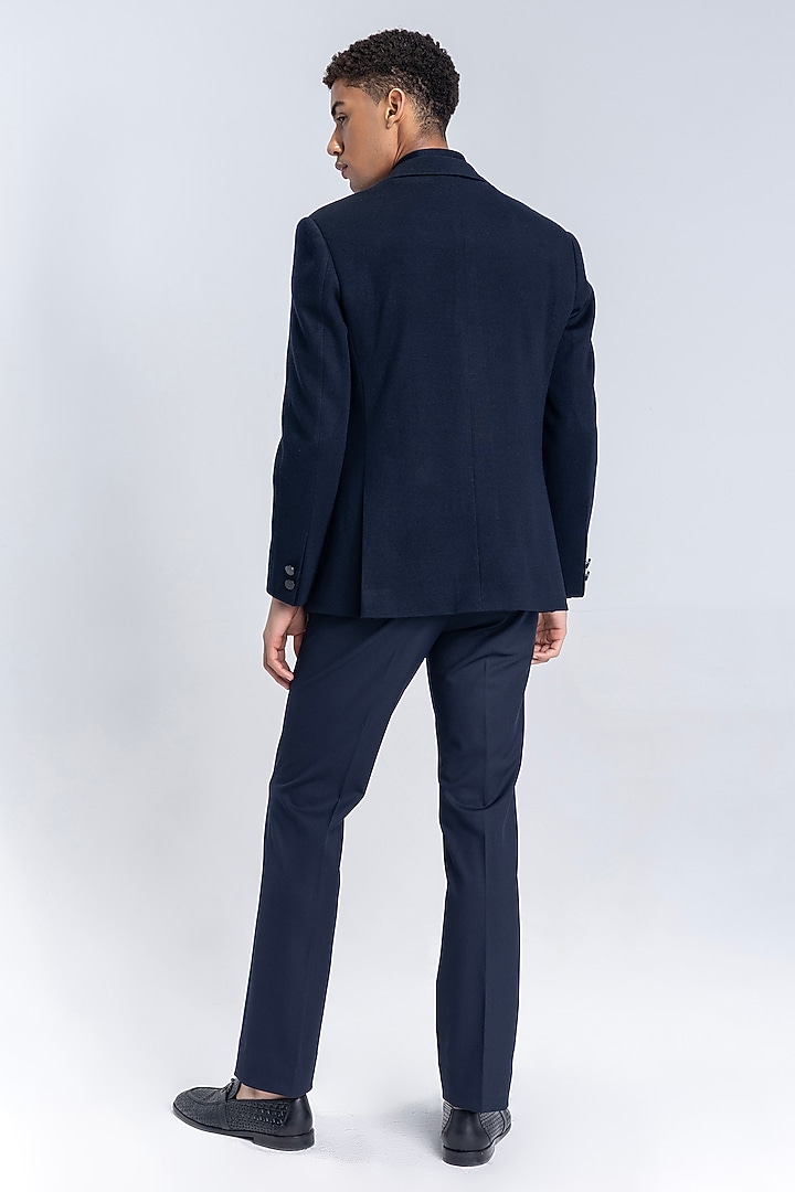 Navy Blue Knit Blazer by AMIT ARORA at Pernia's Pop Up Shop