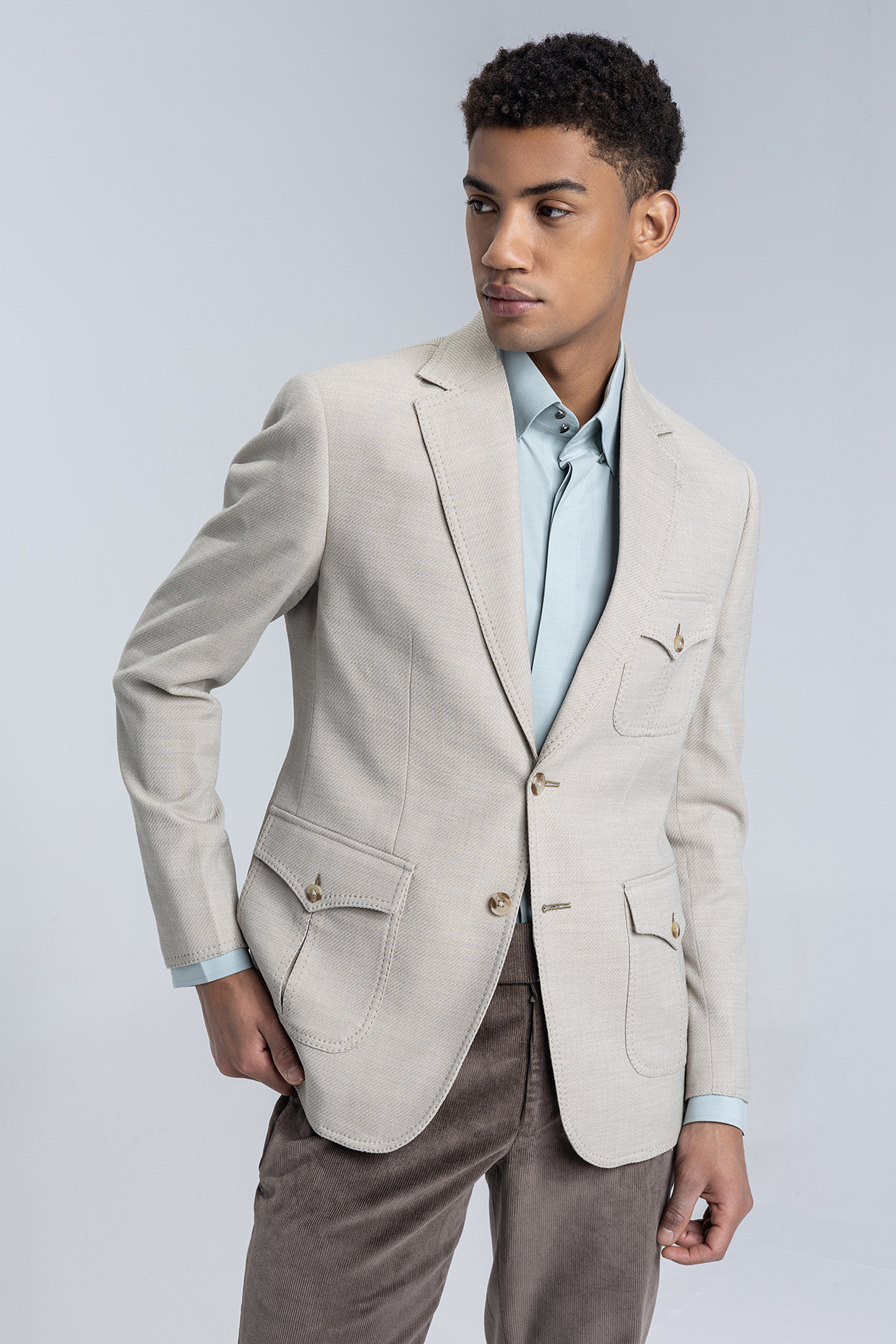 Beige Knit Textured Blazer by AMIT ARORA