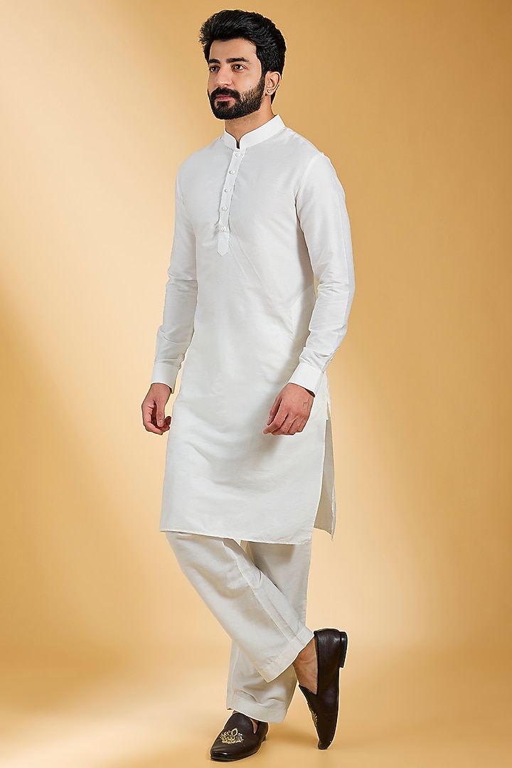 Sky Blue Textured Rayon & Cotton Silk Hand Embroidered Bundi Jacket Set by AMIT ARORA at Pernia's Pop Up Shop