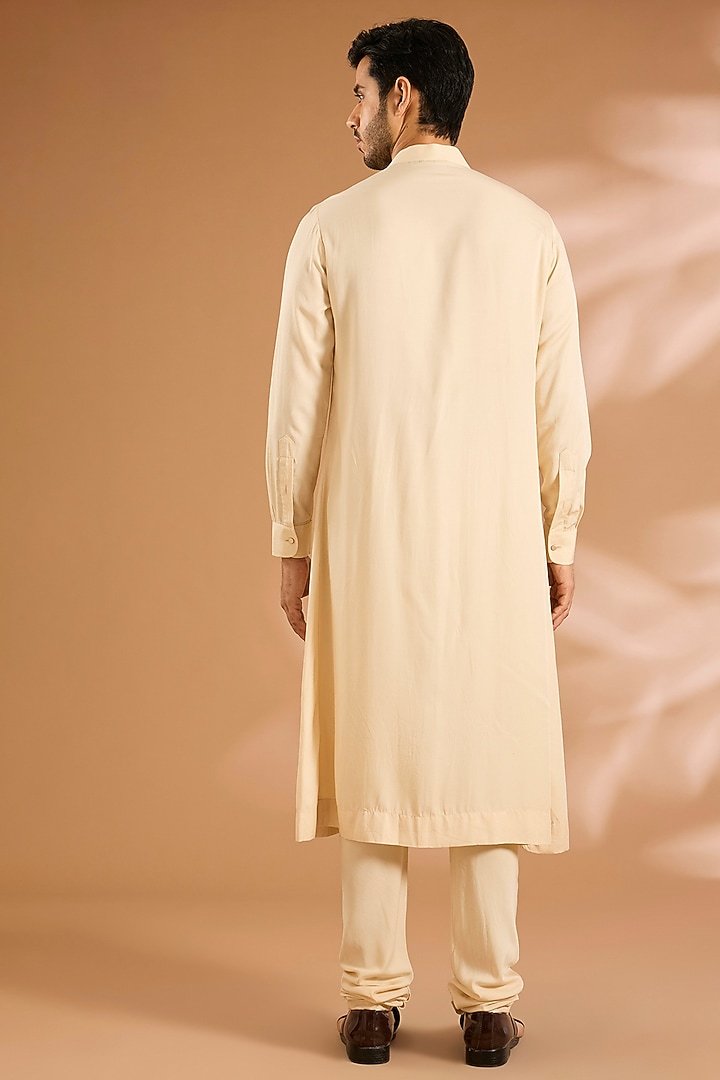 Cream Silk Groom Sherwani Set by AMIT ARORA at Pernia's Pop Up Shop