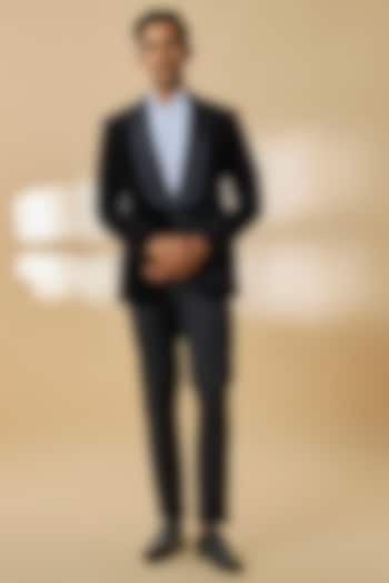 Black Velvet Tuxedo Set by AMIT ARORA at Pernia's Pop Up Shop