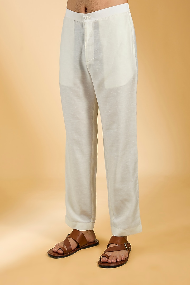 Cream Banarasi Silk & Cotton Silk Kurta Set by AMIT ARORA at Pernia's Pop Up Shop