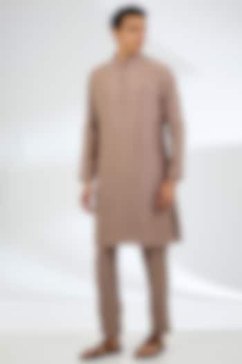 Mouse-Colored Linen Silk Kurta Set by AMIT ARORA