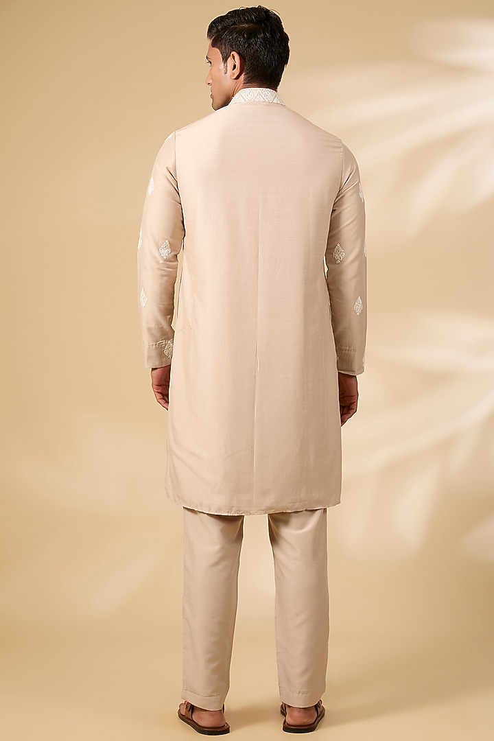 Beige Linen Kurta Set by AMIT ARORA at Pernia's Pop Up Shop