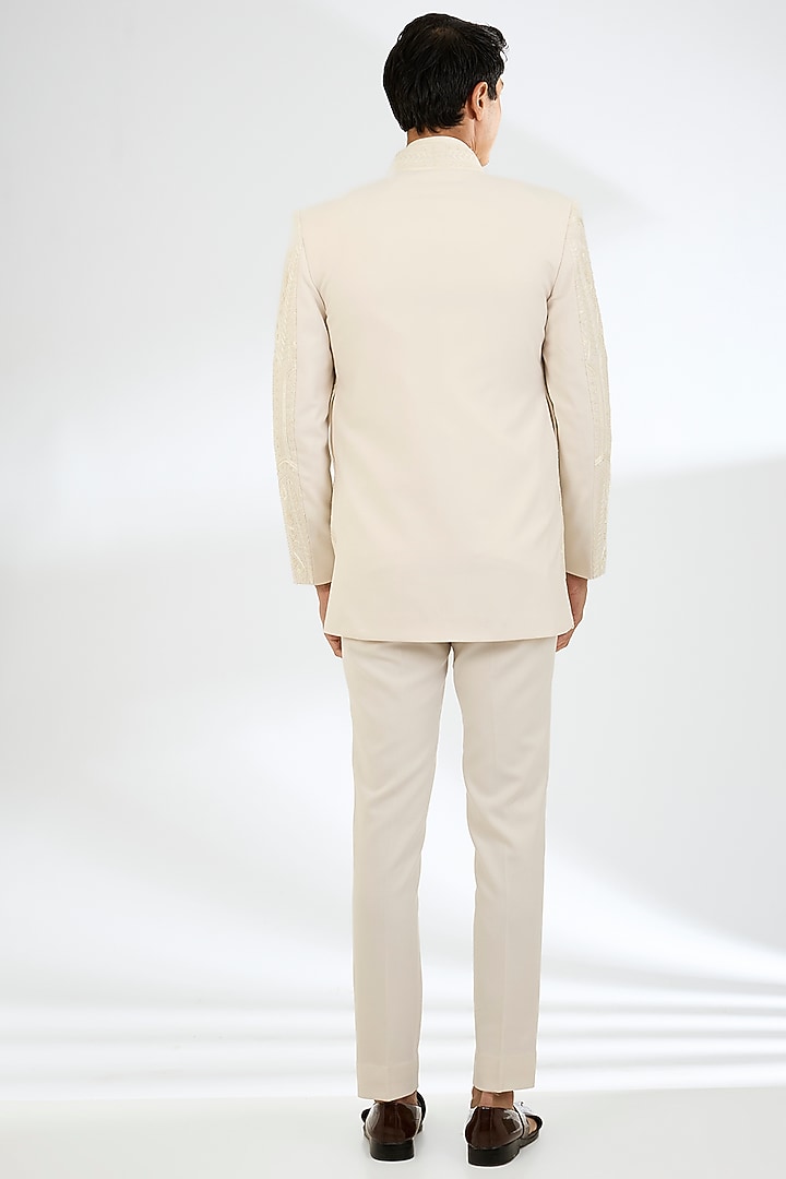 Ivory Silk Groom Indowestern Set by AMIT ARORA at Pernia's Pop Up Shop