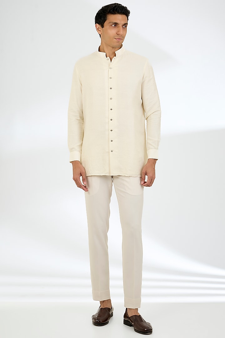 Ivory Silk Groom Indowestern Set by AMIT ARORA at Pernia's Pop Up Shop