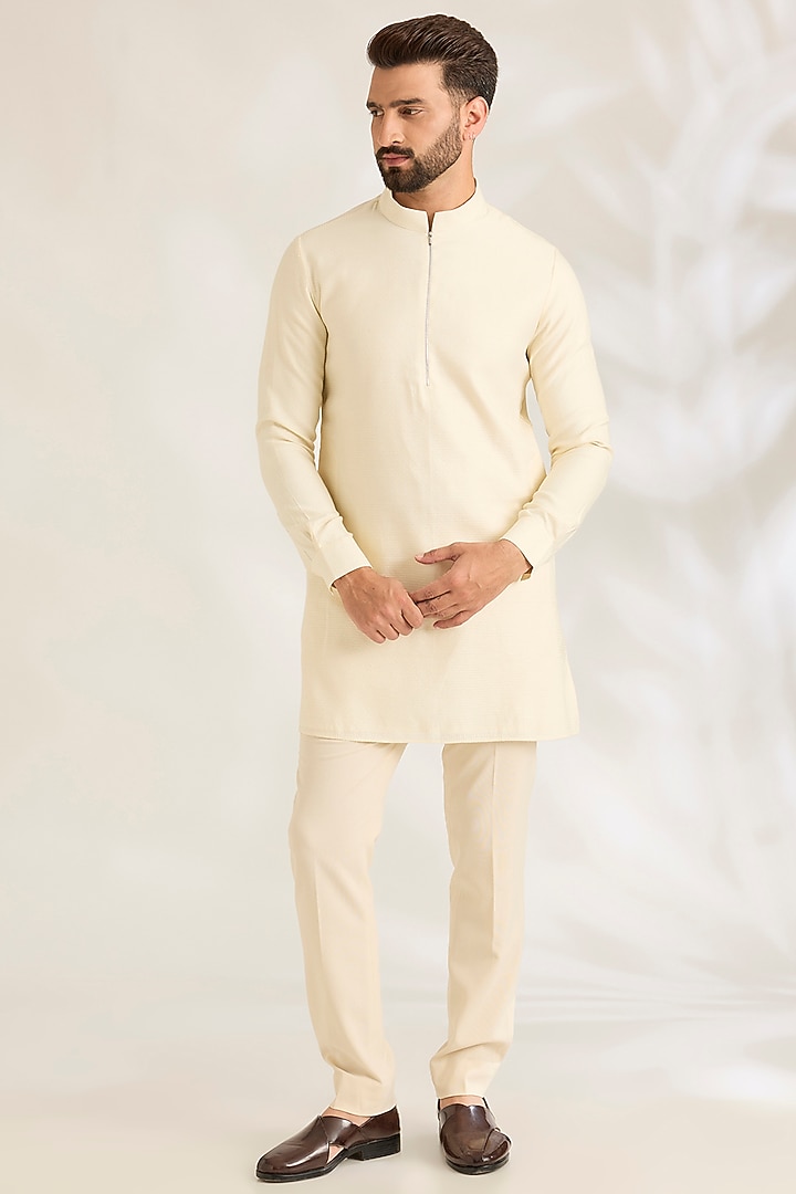 Sky Blue Silk Indowestern Jacket Set by AMIT ARORA at Pernia's Pop Up Shop
