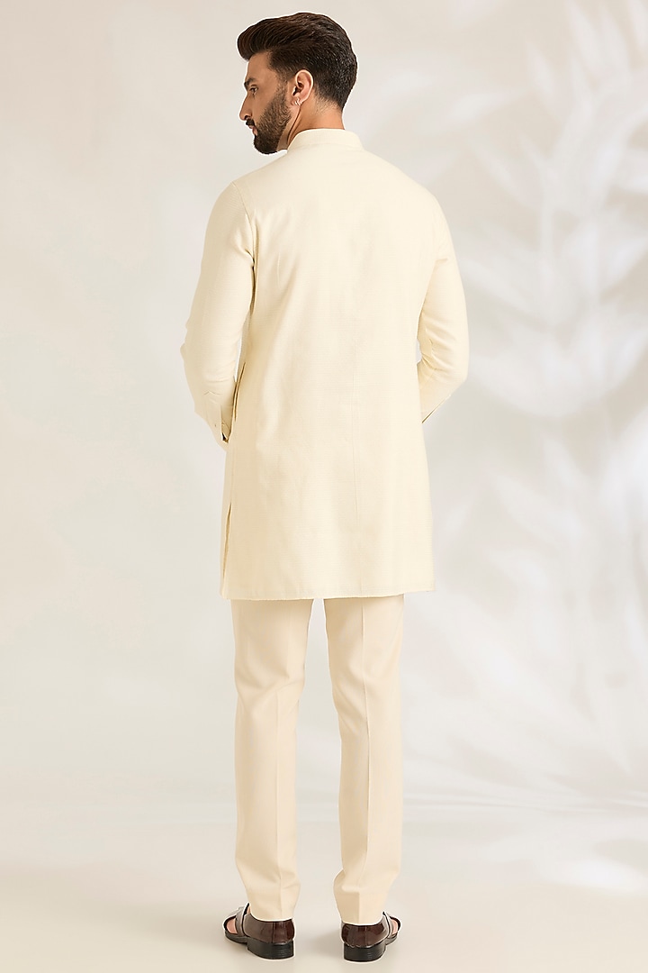 Sky Blue Silk Indowestern Jacket Set by AMIT ARORA at Pernia's Pop Up Shop