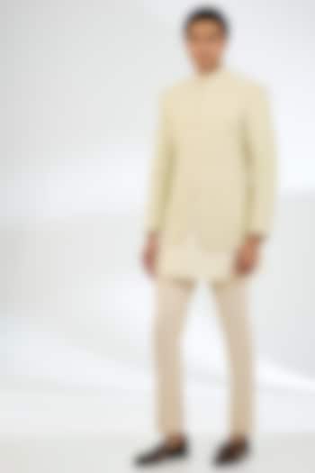 Mint Green Raw Silk Wedding Indowestern Set by AMIT ARORA at Pernia's Pop Up Shop