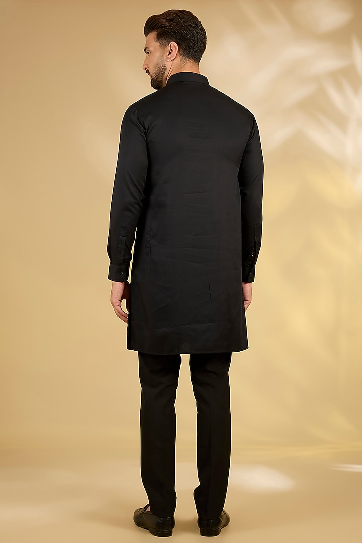 Black Knit Groom Indowestern Set by AMIT ARORA at Pernia's Pop Up Shop