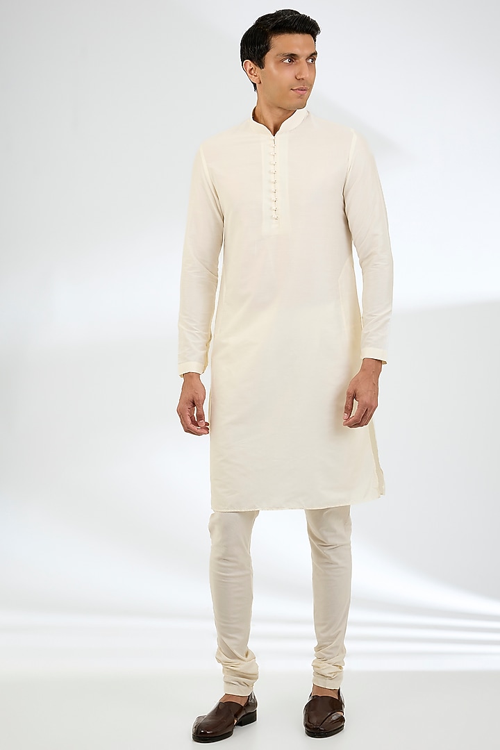 Cream Silk Wedding Sherwani Set by AMIT ARORA at Pernia's Pop Up Shop