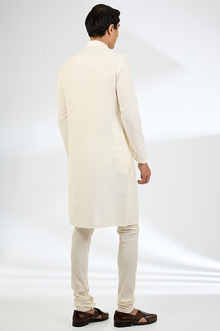 Cream Silk Wedding Sherwani Set by AMIT ARORA at Pernia's Pop Up Shop