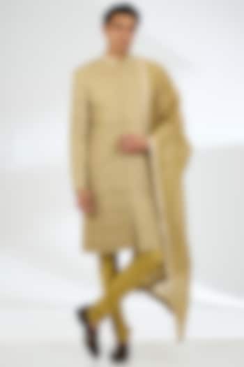 Pista Green Silk Sherwani Set by AMIT ARORA