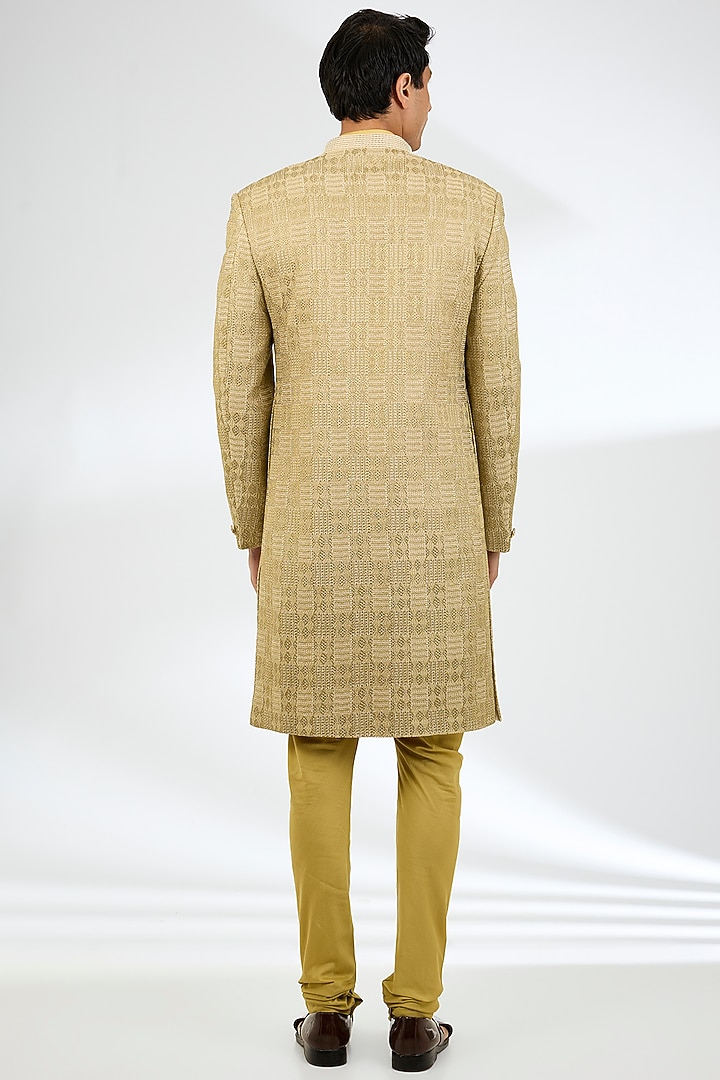 Pista Green Silk Wedding Sherwani Set by AMIT ARORA at Pernia's Pop Up Shop