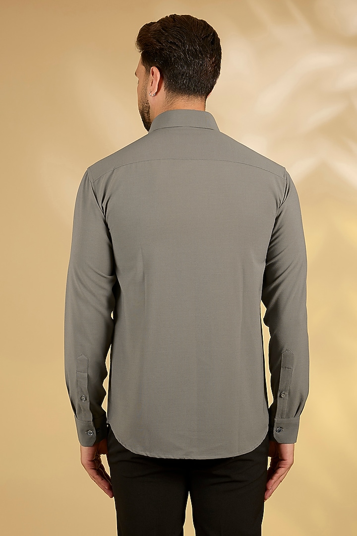 Grey Cotton Party Wear Shirt by AMIT ARORA at Pernia's Pop Up Shop