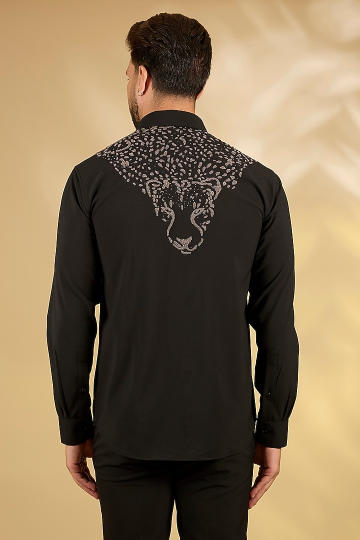 Black Cotton Party Wear Shirt by AMIT ARORA at Pernia's Pop Up Shop