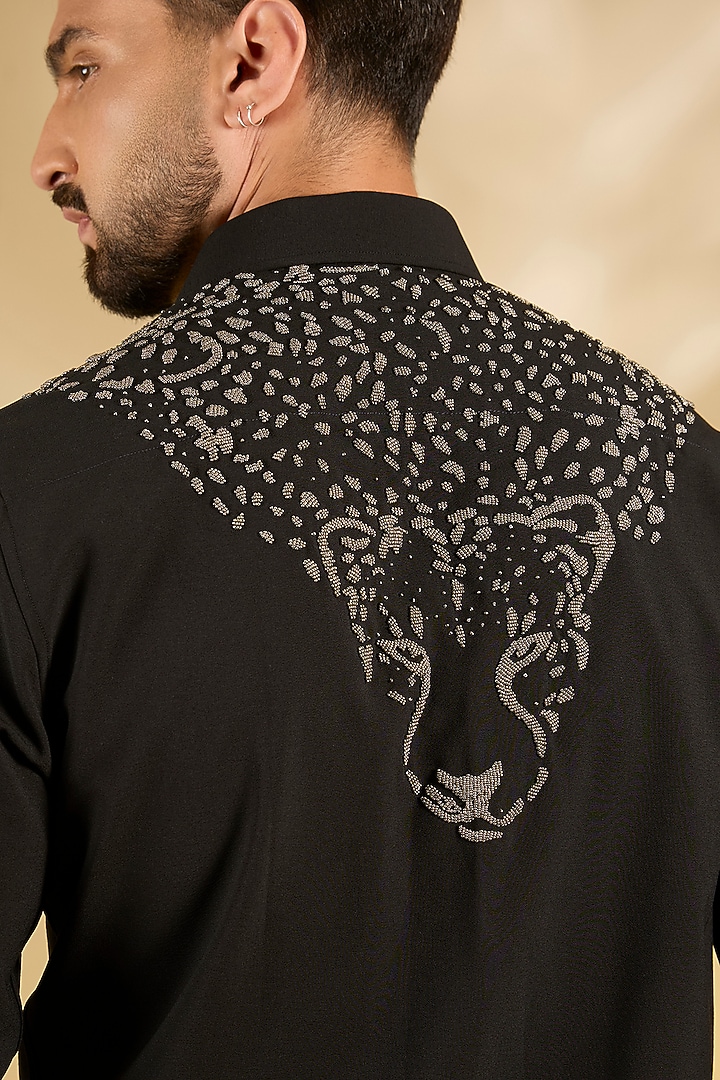 Black Cotton Party Wear Shirt by AMIT ARORA at Pernia's Pop Up Shop
