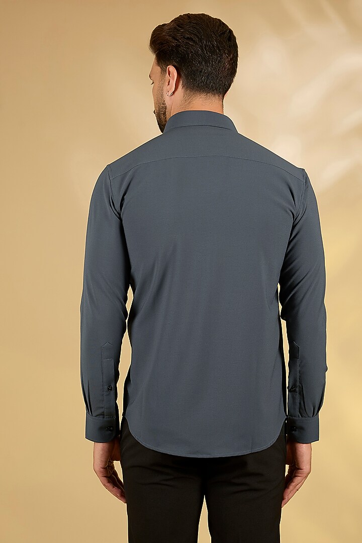 Grey Cotton Party Wear Shirt by AMIT ARORA at Pernia's Pop Up Shop