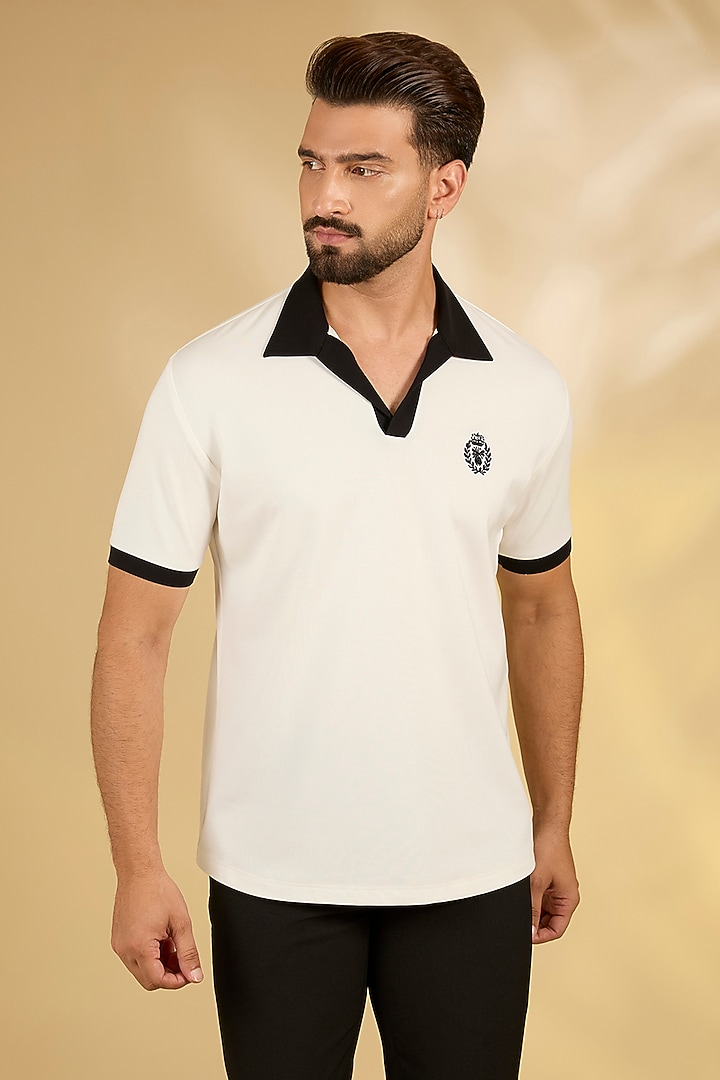 White Knit T-Shirt by AMIT ARORA at Pernia's Pop Up Shop