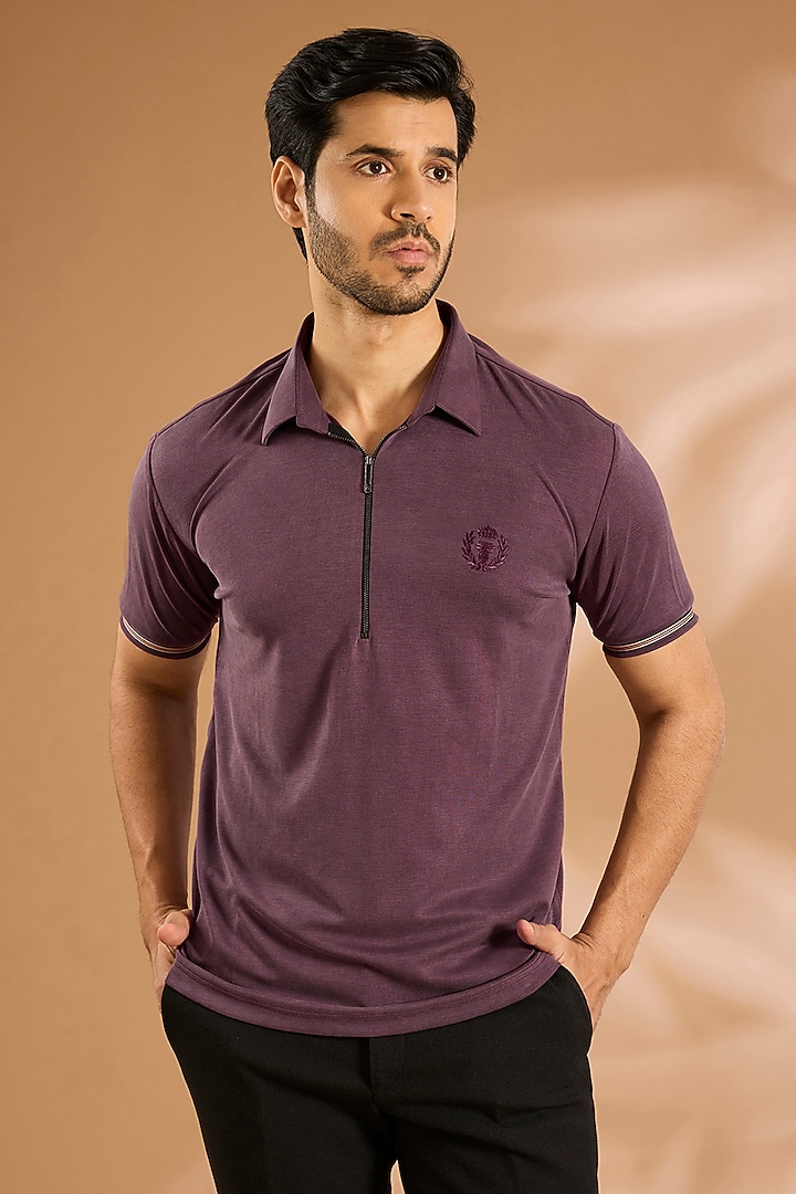 Purple Knit T-Shirt by AMIT ARORA at Pernia's Pop Up Shop