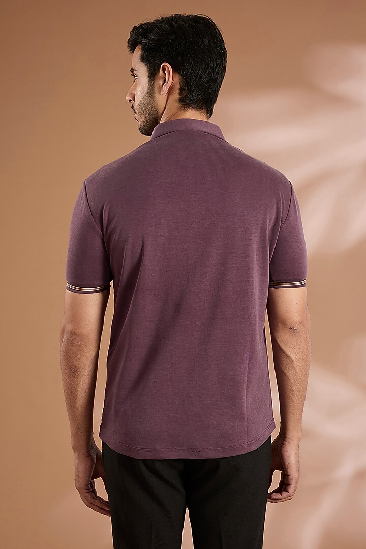 Purple Knit T-Shirt by AMIT ARORA at Pernia's Pop Up Shop