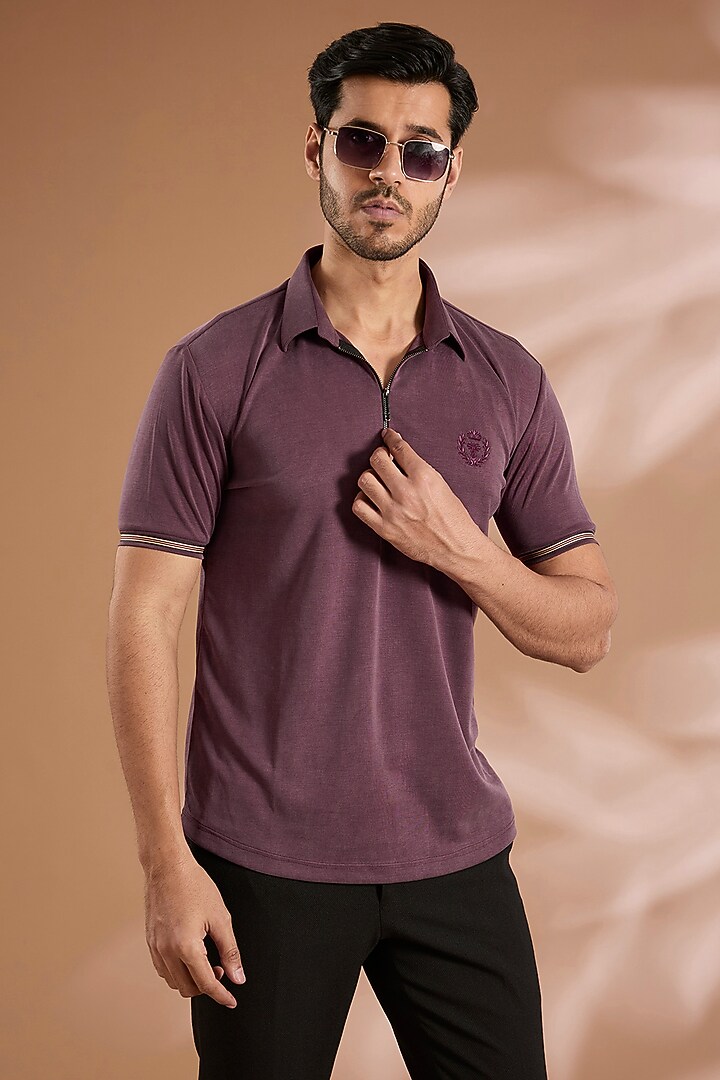 Purple Knit T-Shirt by AMIT ARORA at Pernia's Pop Up Shop