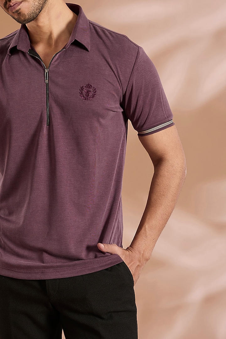 Purple Knit T-Shirt by AMIT ARORA at Pernia's Pop Up Shop