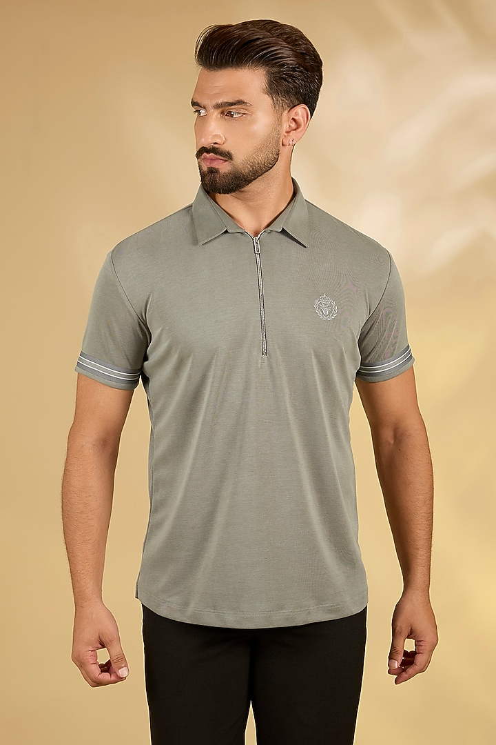 Grey Knit T-Shirt by AMIT ARORA at Pernia's Pop Up Shop