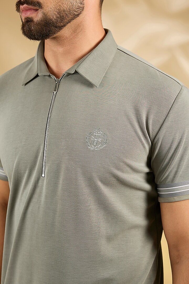 Grey Knit T-Shirt by AMIT ARORA at Pernia's Pop Up Shop
