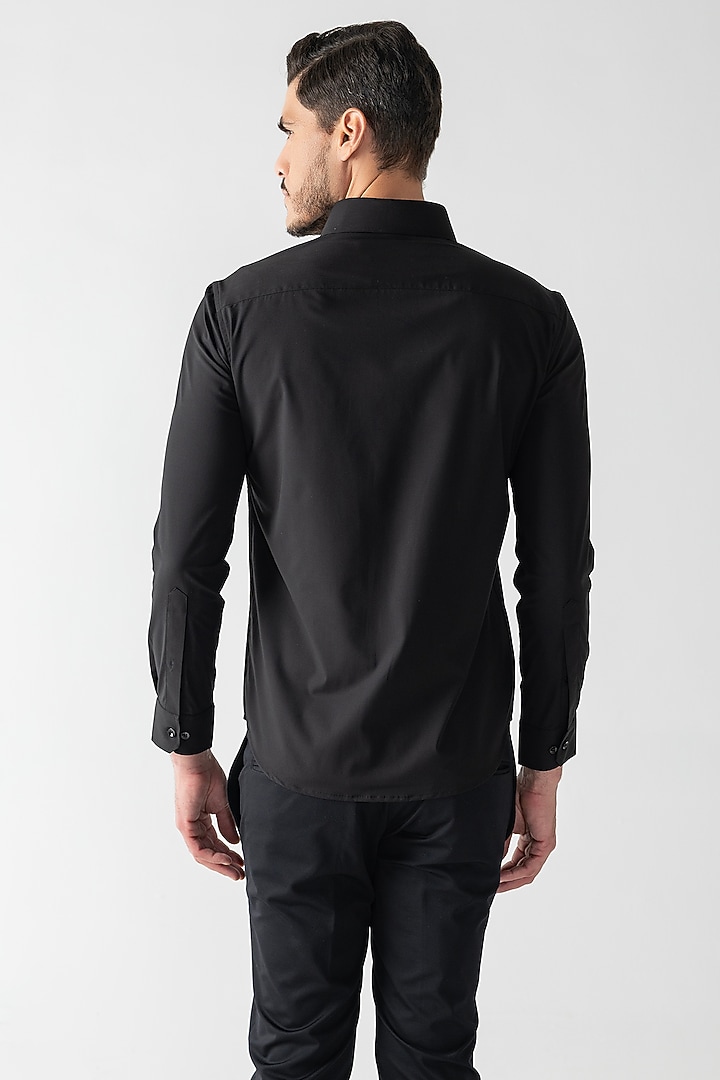 Black Cotton Party Wear Shirt by AMIT ARORA at Pernia's Pop Up Shop