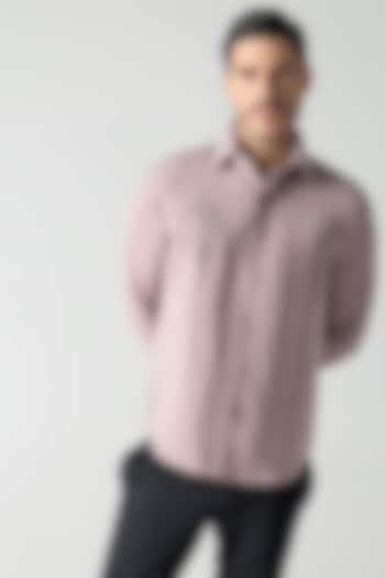 Dusty Pink Polynosic Hand Embroidered Party Wear Shirt by AMIT ARORA at Pernia's Pop Up Shop
