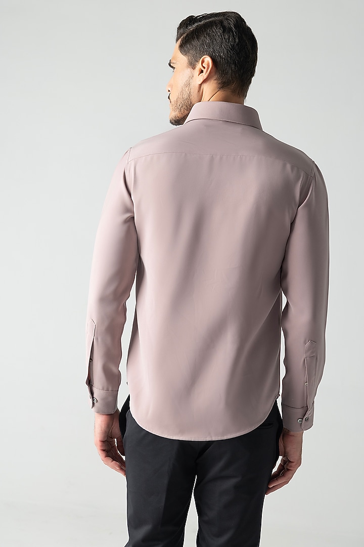Dusty Pink Polynosic Hand Embroidered Party Wear Shirt by AMIT ARORA at Pernia's Pop Up Shop