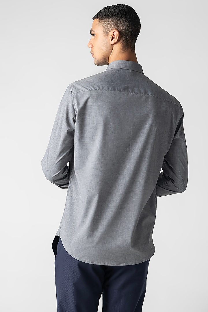 Grey Cotton Party Wear Shirt by AMIT ARORA at Pernia's Pop Up Shop