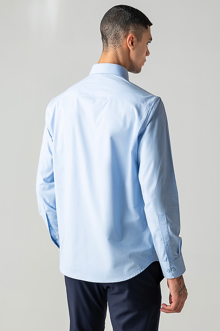Sky Blue Cotton Party Wear Shirt by AMIT ARORA at Pernia's Pop Up Shop