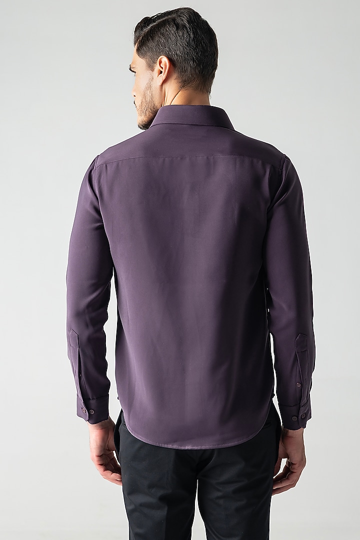 Purple Polynosic Hand Embroidered Party Wear Shirt by AMIT ARORA at Pernia's Pop Up Shop