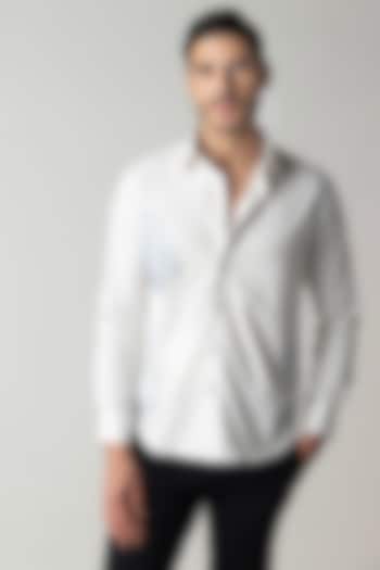 White Cotton Motif Embroidered Party Wear Shirt by AMIT ARORA at Pernia's Pop Up Shop