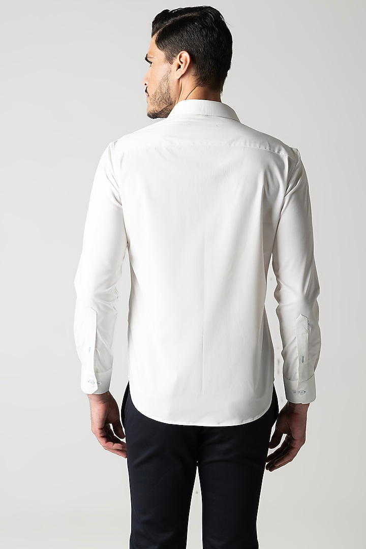 White Cotton Motif Embroidered Party Wear Shirt by AMIT ARORA at Pernia's Pop Up Shop