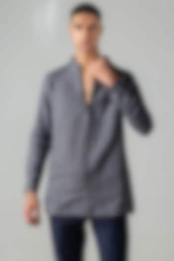 Grey Linen Party Wear Shirt by AMIT ARORA at Pernia's Pop Up Shop