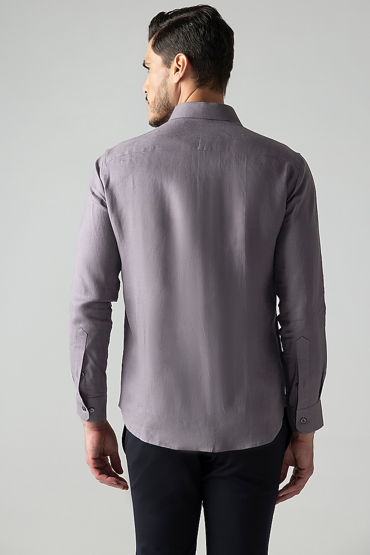 Mauve Linen Pleated Party Wear Shirt by AMIT ARORA at Pernia's Pop Up Shop
