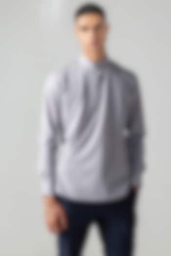 Grey Tencel Asymmetric Party Wear Shirt by AMIT ARORA at Pernia's Pop Up Shop