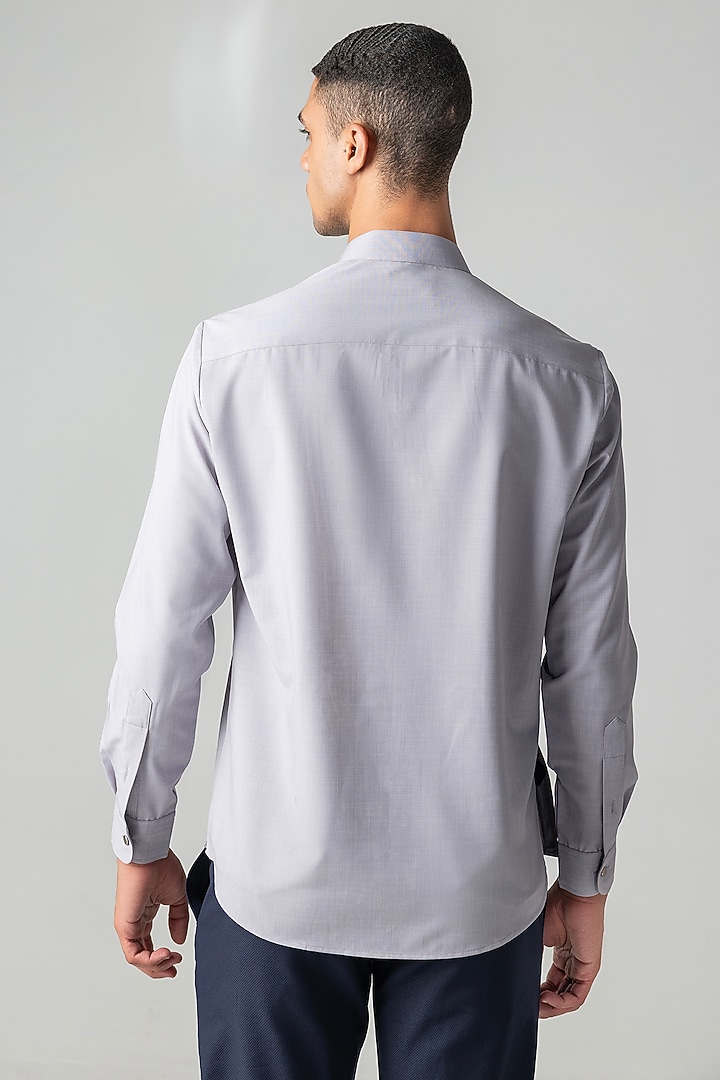 Grey Tencel Asymmetric Party Wear Shirt by AMIT ARORA at Pernia's Pop Up Shop