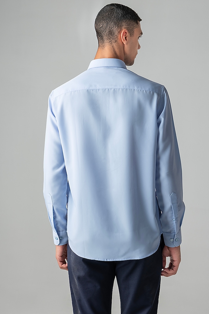 Sky Blue Polynosic Metallic Hand Embroidered Party Wear Shirt by AMIT ARORA at Pernia's Pop Up Shop