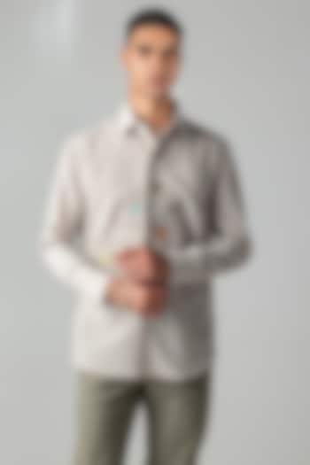 Beige Polynosic Abstract Embroidered Party Wear Shirt by AMIT ARORA at Pernia's Pop Up Shop