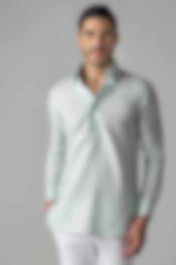 Mint Green Linen Party Wear Shirt by AMIT ARORA at Pernia's Pop Up Shop