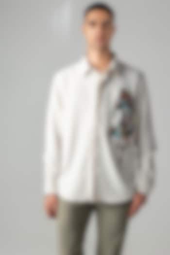 Ivory Polynosic Motif Embroidered Party Wear Shirt by AMIT ARORA at Pernia's Pop Up Shop