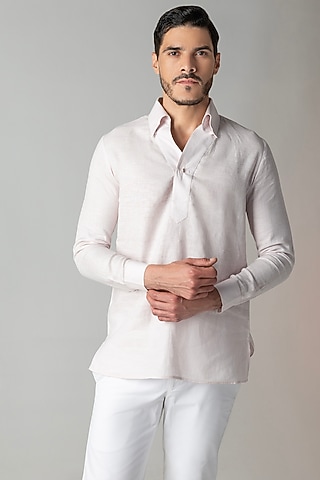 Baby Pink Linen Shirt by AMIT ARORA