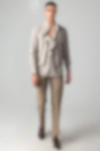 Khaki Tencel Party Wear Shirt by AMIT ARORA at Pernia's Pop Up Shop
